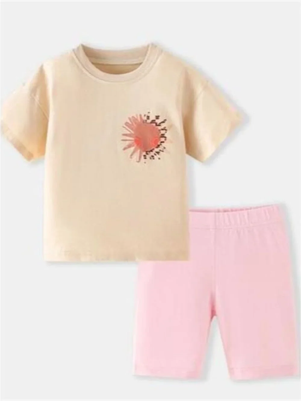 Children's Casual Graphic Tee & Biker Shorts Set